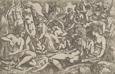 Muser ved foten av Mount Parnassus, 1540-45.