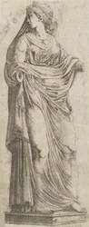 Kvinne vendt mot høyre, 1540-45.