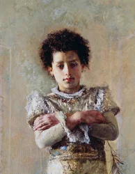 Akrobat, detalj, av Antonio Mancini (1852-1930), 250.5x111.5 cm