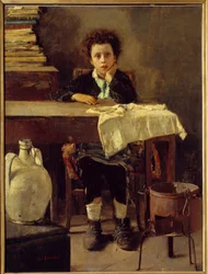 Den lille skolegutten eller fattige skolegutten, 19. århundre, H. 1,3 x 0,97 m, Paris, Musée d
