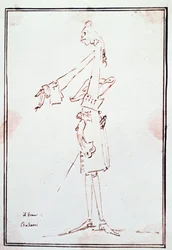Portrett av Filippo Balatri (1676-1756) italiensk kastrat (castrato) Karikatur av Anton Maria Zanetti (1679Ð1767). Privat samling fra 1700-tallet