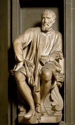 Portrett av billedhuggeren, maleren og arkitekten Michelangelo Buonarroti dit Michelangelo