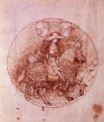 Design av Alfonso av Aragons medalje, av Antonio Pisanello (1395-1455)