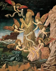 Antagelsen av St. Maria av Egypt eller Antagelsen av St. Maria Magdalena, Antonio Benci kjent som Pollaiuolo (1431-ca 1498), olje og tempera på tre