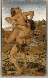 Herkules og kjempen Antaios (tempera på tre)