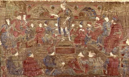 Døperen Johannes som irettesetter Herodes, billedvev som viser scener fra helgenens liv (tekstil)