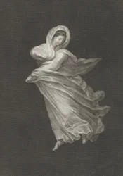 En bacchante iført flytende draperi, ser ned, høyre arm bøyd og venstre arm ..., ca. 1795-1847.
