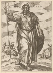 Den hellige Judas Taddeus Kjødets oppstandelse (tittel på objekt) Kristus, Maria og apostelen (serietittel)