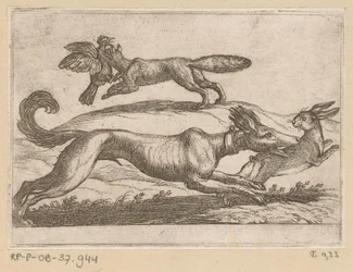 En rev angriper en kylling og en hund angriper en hare Kampdyr (serietittel)