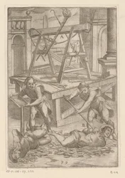 Tortur med kokende olje. Torturer utholdt av kristne martyrer (serietittel). Varia tormentorum et suppliciorum crudelium (...) (serietittel)