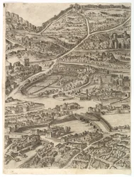 Plan for byen Roma. Del 5 med badene i Caracalla, Santa Sabina og en del av..., 1645.