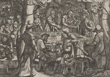 Plate 4: Civilis forteller de nederlandske eldste at de blir behandlet som slaver av romerne..., 1611.
