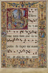 Den gradvise. Initial R: The Resurrection, ca. 1500 (tempera, bladgull og blekk på pergament)
