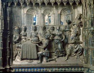 Livet til døperen Johannes: festmåltidet til Herodes. Sølvrelieff