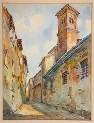 St. Paul-kirken i Modena (akvarell på papir)