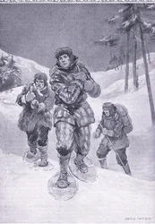 Gjennom sporløst avfall til Labrador (Donald Smith), illustrasjon fra Cassells Romance of Famous Lives, ca. 1940