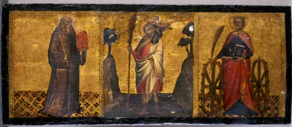 St. Benedict, St. Christopher and St. Catherine, ca. 1400 (tempera på poppelved)