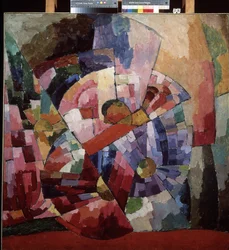 Asters (Asters). Kubistisk stilleben. Maleri av Aristarkh Vasilyevich Lentulov (1882-1943), olje på lerret