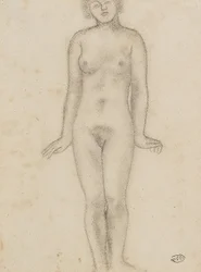 Aristide Maillol-studie for den sentrale skulpturen av de tre nymfene