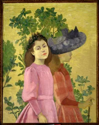 To unge jenter, vårmaleri av Aristide Maillol (1861-1944), 1890, privat samling