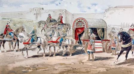 En hestetrukket kongelig trener fra 900-tallet, 1886