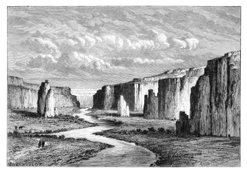Klipper i den gule jorden, nord for Tai-Yeun, Shanxi, Kina, 1895.