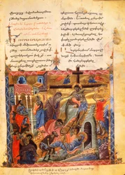 Nedstigningen i graven. Kristi begravelse, ca. 1200–99 (luminert manuskript)