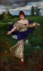 Flora, som strør blomster