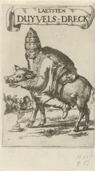 Pause på en gris Tittelblad for: J. Lydius, Laetsten duyvels-dreck, 1687