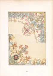 Hjørneornamenter i jugendstil med blomstermotiver (lito)