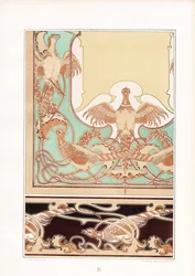 Ornamentale border i jugendstil med fuglemotiver (lito)