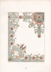 Art Nouveau valmuekantornament (lito)