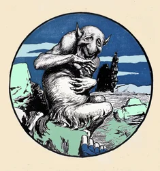 Guden Pan, halv geit mi mann. Illustrasjon av Arpad Schmidhammer for Jugend