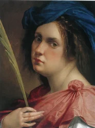 Selvportrett som Saint Catherine of Alexandria, ca. 1618.
