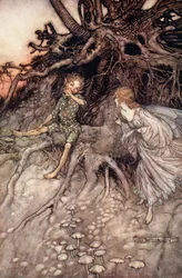 Jeg er nattens lystige vandrer, illustrasjon fra "Midsummer Nights Dream" av William Shakespeare