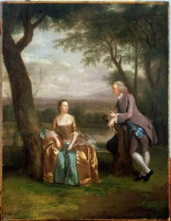 Portrett av et par, muligens Daniel og Mary Swaine fra Leverington Hall, Isle of Ely, Cambridgeshire, ca. 1753