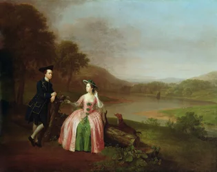 Sir George og Lady Strickland på eiendommen til Boynton Hall, nær Bridlington, Yorkshire