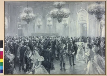 Mottakelse ved hoffet i anledning av keiser Wilhelm IIs besøk i Budapest 1897