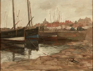 East Neuk Harbor (olje på lerret)