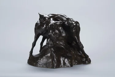 Puma Carrying Deer Carcass, ca. 1900 (bronse)