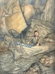A Childs Future, illustrasjon fra The Springtide of Life: Poems of Childhood av Algernon Charles Swinburne, 1918 (penn og blekk og wc på papir)