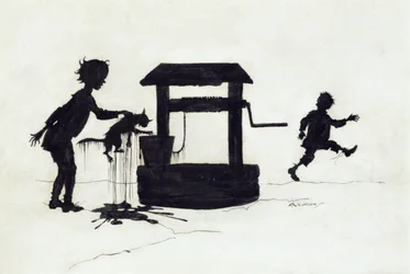 Ding Dong Bell, illustrasjon fra Mother Goose: The Old Nursery Rhymes, utgitt 1913 (penn og blekk)