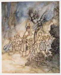 Gå inn på visse høstere, riktig bebodd, illustrasjon fra William Shakespeares The Tempest, pub. 1926