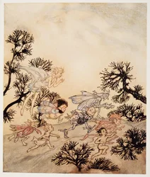 Gå og anklage nissene mine for at de sliper leddene sine med tørre kramper, illustrasjon fra William Shakespeares The Tempest, pub. 1926