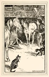 Gulliver har æren av å bli avhørt av sine mesters gjester fra del IV: A Voyage to the Country of the Houyhnhnms i Gullivers Travels av Jonathan Swift