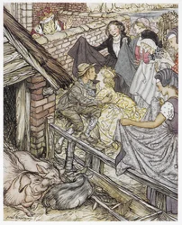 «Akkurat idet svinegjeteren fikk det åttisjette kysset», illustrasjon til «Svinegjeteren» av Hans Christian Andersen