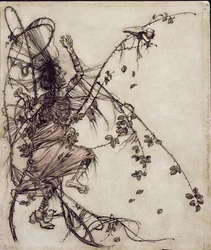 Sweetheart Roland, illustrasjon fra The Brothers Grimm, oversatt av Mrs Edgar Lewis, utgitt 1900 (penn og blekk & wc på papir)