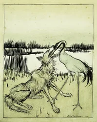 The Wolf and the Crane - Aesops Fables, 1912