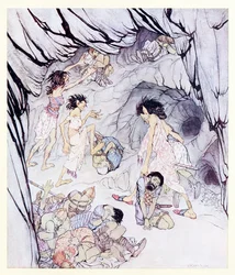 Denne er feit, sa Cullen, og hun rullet en klumpete Fenian langs som ved rattet fra The Enchanted Cave of Cesh Corran i Irish Fairy Tales