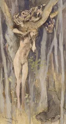 Hamadraid - Spirit of a Tree, ca. 1890 (pastell, blyant og akvarell på papir)
